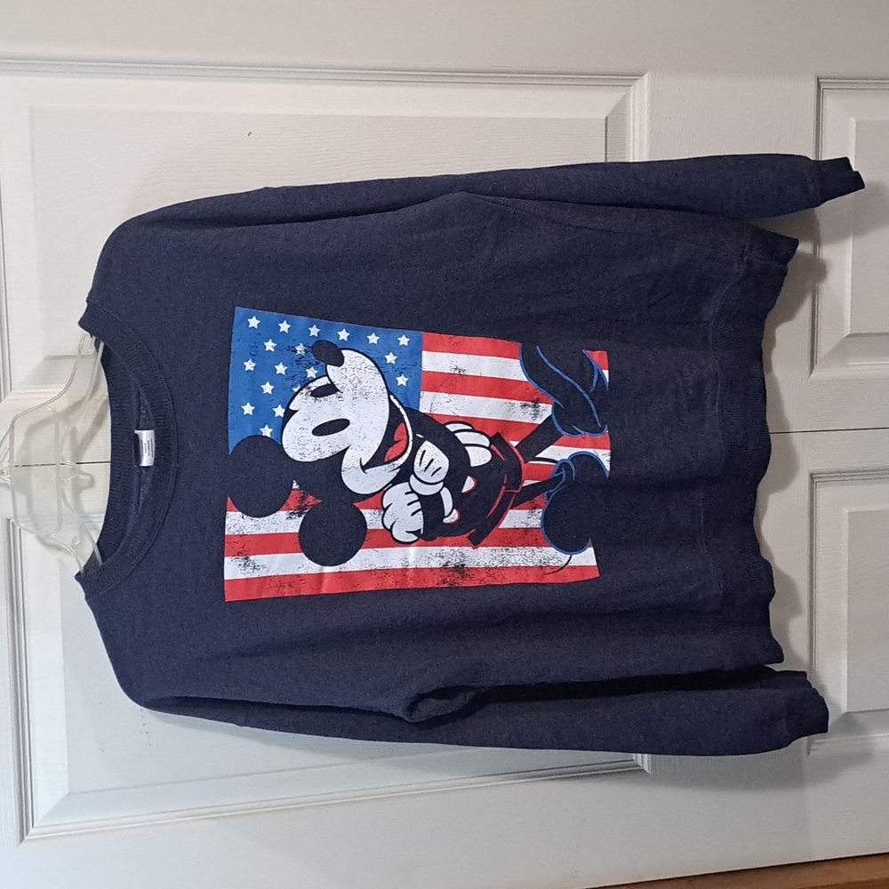 Disney Mickey Mouse flag sweatshirt- small - red/white/blue